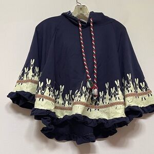 Cat Blossoming Japanese Kawaii Rabbit Ear Hooded Loose Poncho Girls